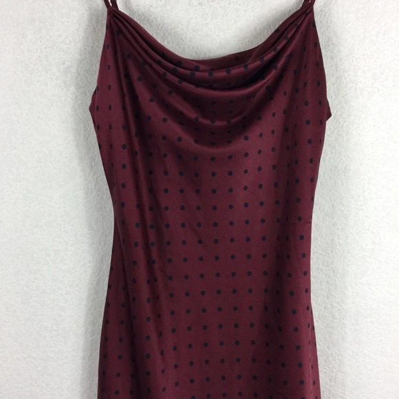 House Of Harlow 1960 x REVOLVE Ira Burgundy Polka Dot Satin Slip Dress Medium - Picture 9 of 15